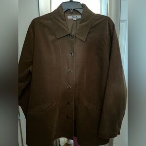 Flax Corduroy brown shirt jacket boxy  size medium two front pockets.